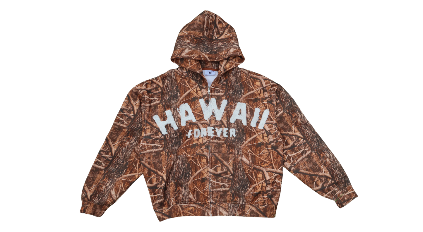 "You Feel Like Home" Koa Camo Zip Hoodie