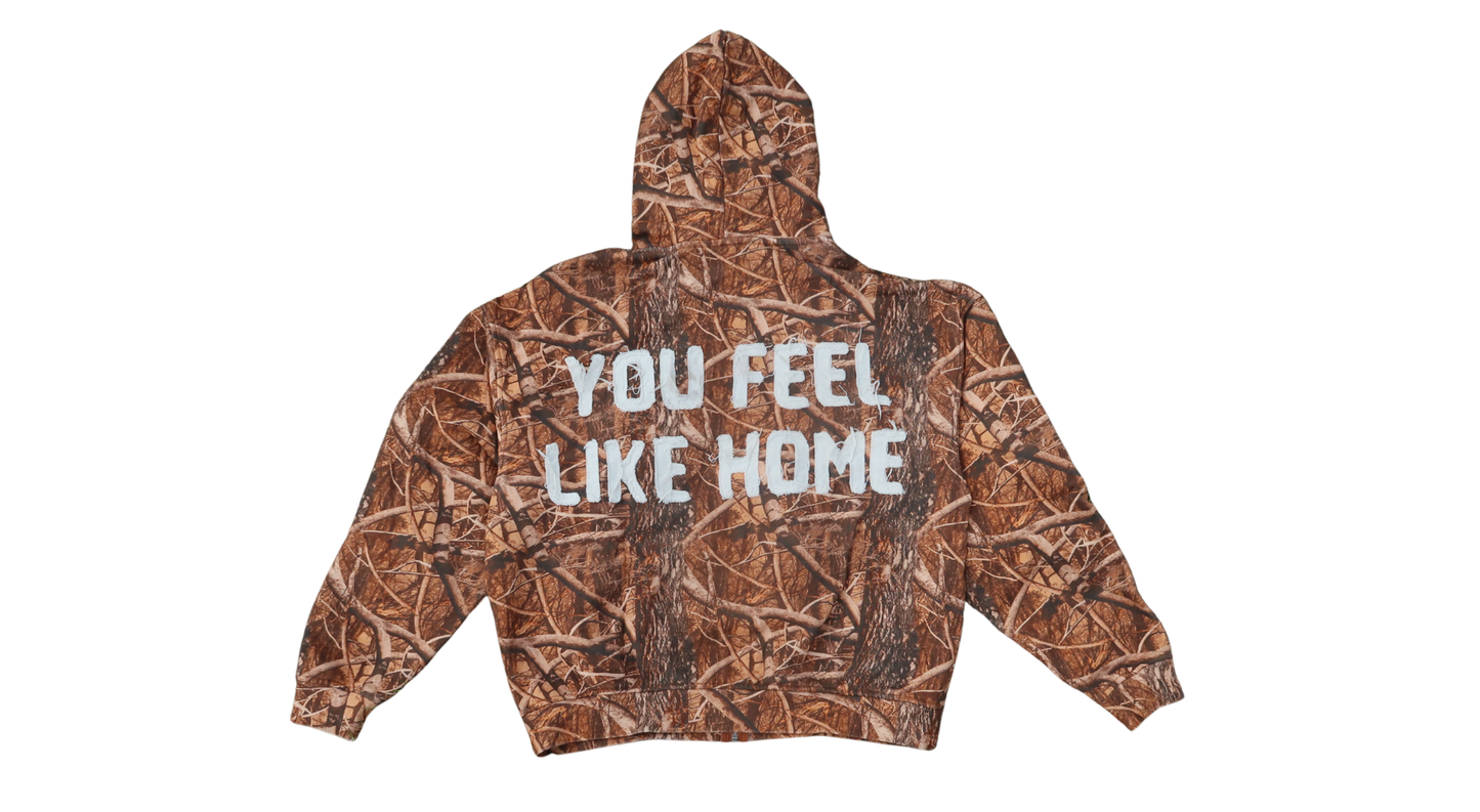 "You Feel Like Home" Koa Camo Zip Hoodie
