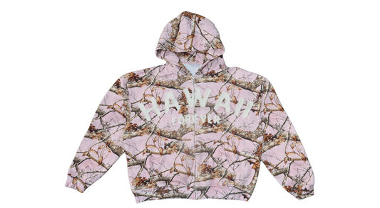 "Wish You Were Here" Blush Camo Zip Hoodie
